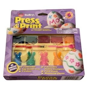 Vintage Dudley’s Press and Print Easter Egg Decorating Stamps Kit New In Box